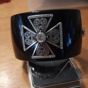 Black and Silver Brighton Cross Bangle